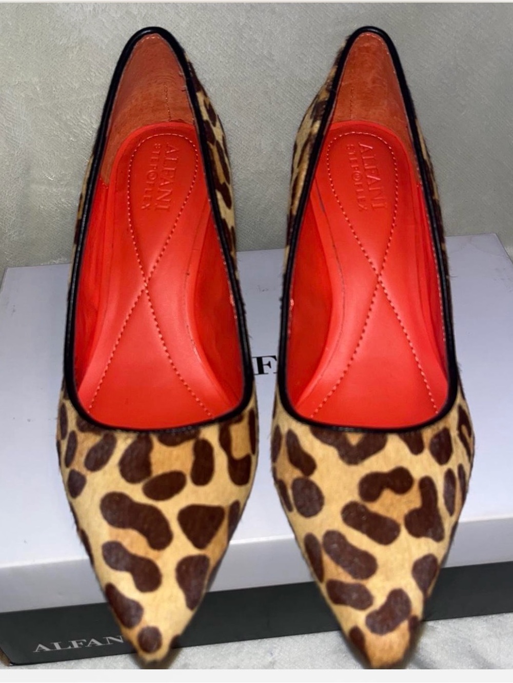 Alfani Leopard-Print Pointed Flats with Red Insole